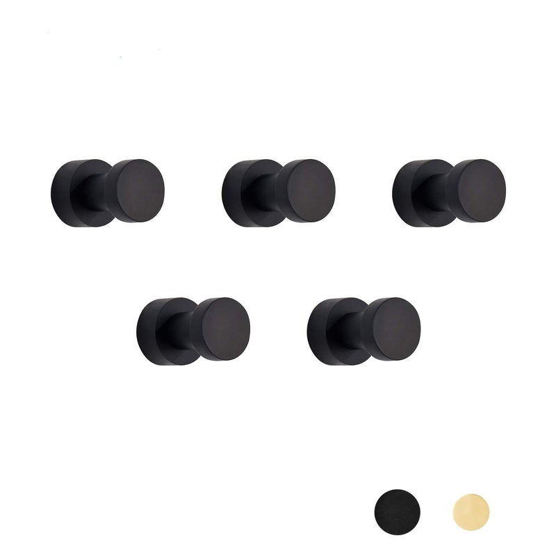 BVL Black Robe Hook Brass Small Towel Hook for Bathoom with Glue - Image 1